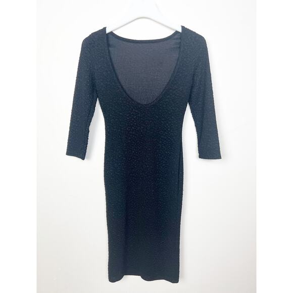 love J Black Textured Boatneck Scoop back Bodycon Dress Size Small - Picture 7 of 7